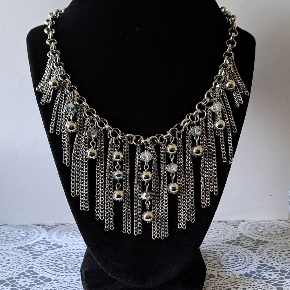 Paparazzi "Ever Rebellious" Silvertone Fringe Necklace Set